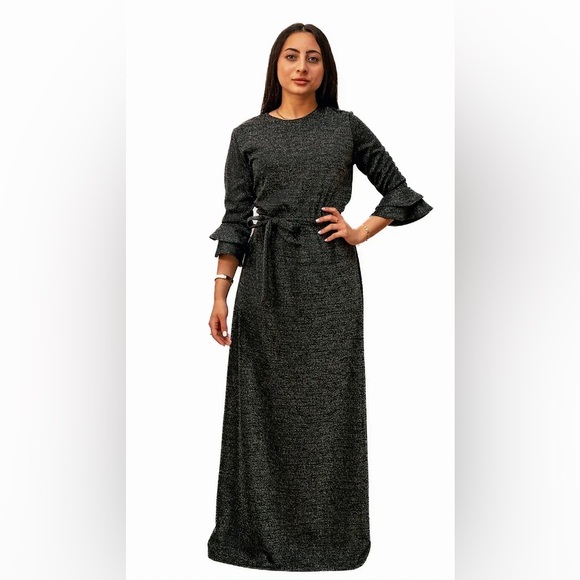 DEVORAH'S SECRET Maxi Dress Bell Black Sparkle - Picture 2 of 4